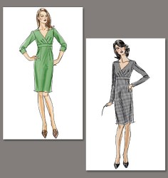 8409 EZ VOGUE INSET EMPIRE V-DRESS LONG SLEEVE OR NOT PATTERN 16-22